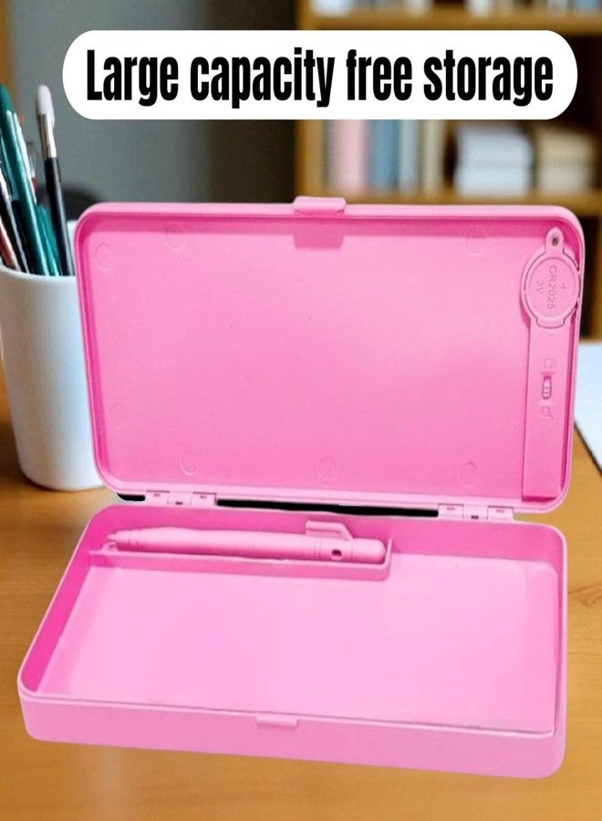 تارا13 علبة أقلام رصاص فريدة من نوعها من تيرا 13 مزودة بشاشة LCD وآلة حاسبة (قطعة واحدة)، وحافظة لوحة رسم مع زر مسح وقلم كتابة، هدية تذكارية لحفلات أعياد الميلاد، علبة أقلام رصاص للأطفال، حل تخزين سحري للأدوات المكتبية (لون وردي) - Image 5